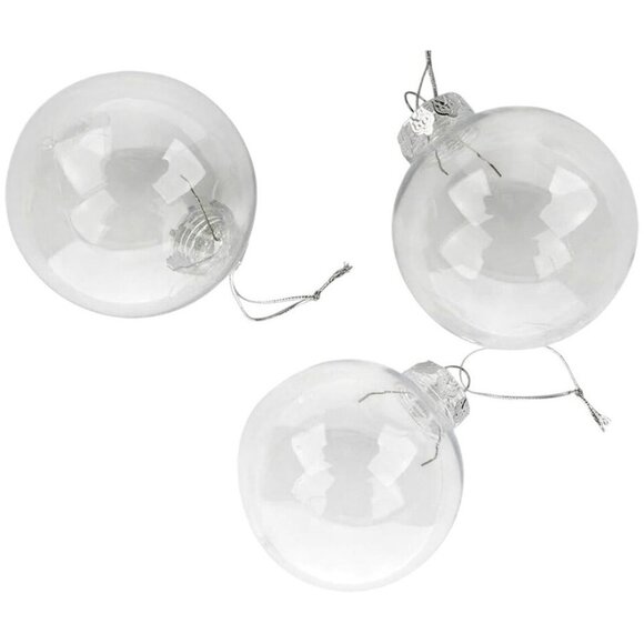 Clear Plastic DIY Craft Christmas Tree Ornaments Set Of 3, 3.5 inch OD - Picture 1 of 7